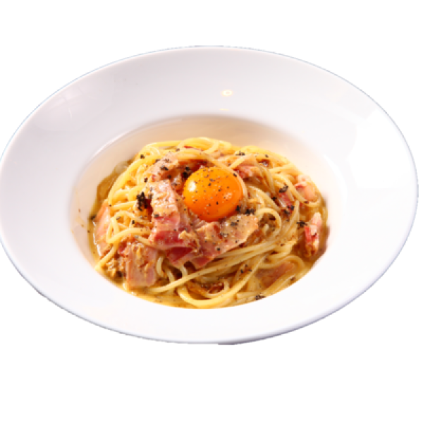 Spaghetti sốt kem tươi, thịt heo xông khói kiểu Nhật